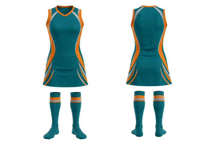 Petrol Teal Nested Contour Arcs Field Hockey Field Match Uniform design