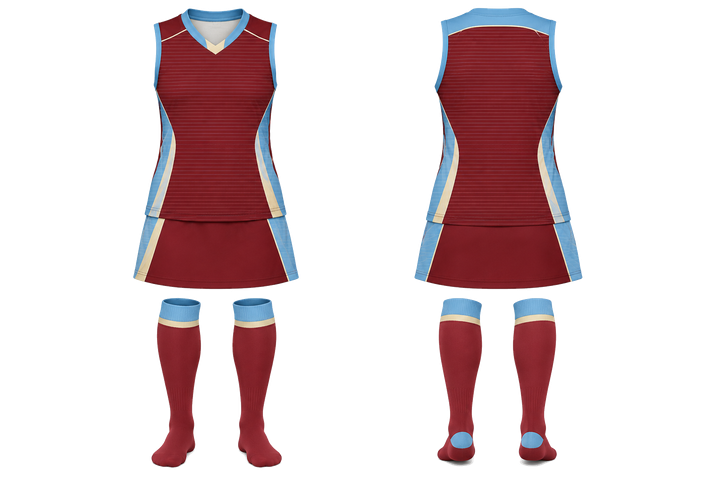 Deep Maroon Retro Micro Stripe With Modern Panel Breaks Field Hockey Field Match Uniform design