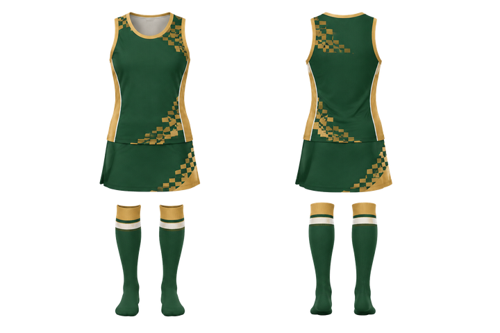 Forest Green Stepped Chequer Field With Original Spacing Field Hockey Field Match Uniform design