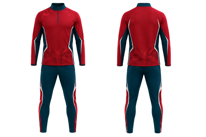 Club Red Faceted Shield Geometry Field Hockey Field Warm Up Set design