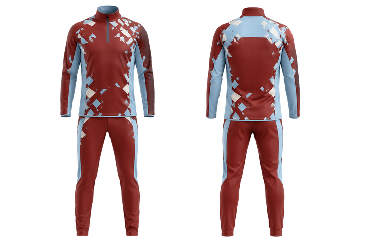 Brick Red Fractured Diamond Field Field Hockey Field Warm Up Set design