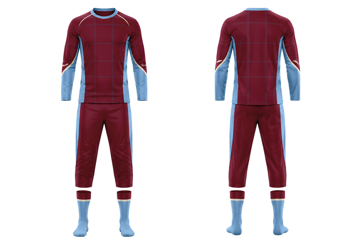 Deep Maroon Oversized Tonal Grid Field Hockey Goalkeeper Or Alternate Field Kit design