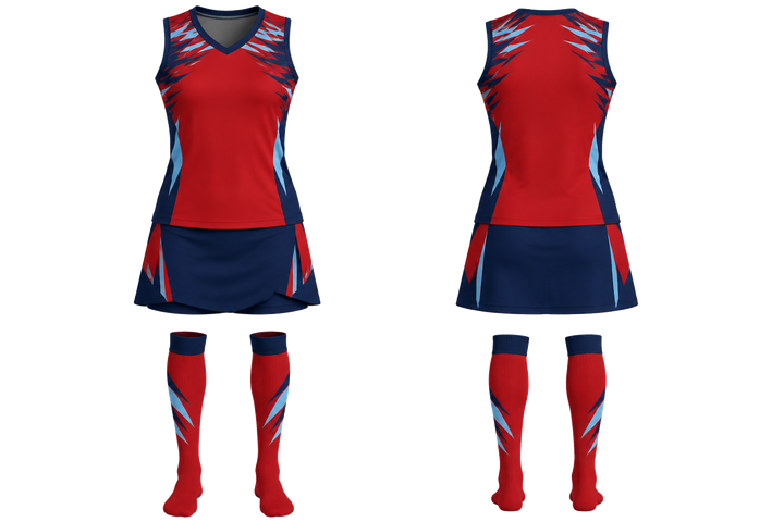Deep Red Angular Shoulder Burst Field Hockey Women's Or Youth Field Uniform design