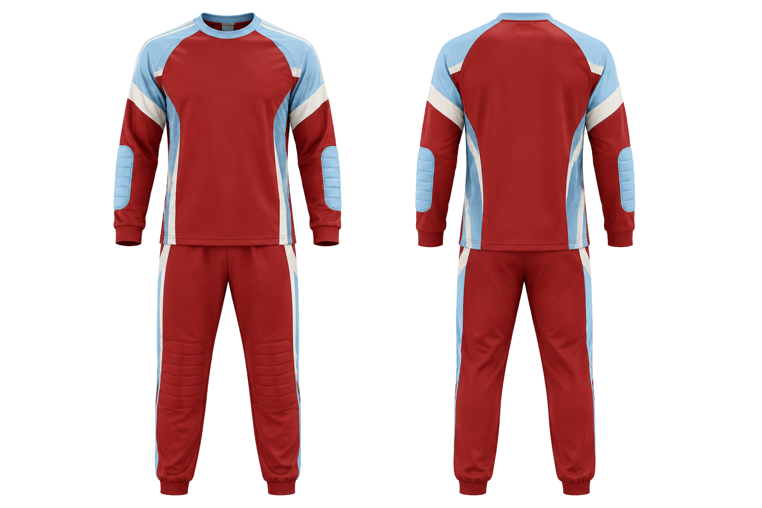 Brick Red Clean Split Body Color Architecture Handball Goalkeeper Or Alternate Uniform combined front and back custom uniform design