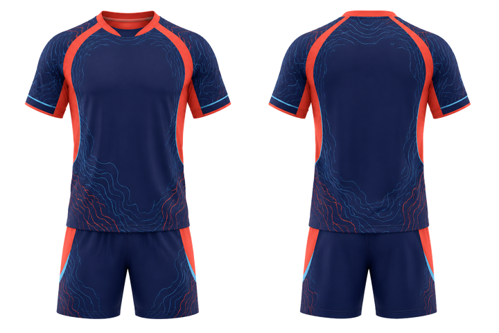 Indigo Contained Topographic Contour Field Handball Indoor Match Uniform design