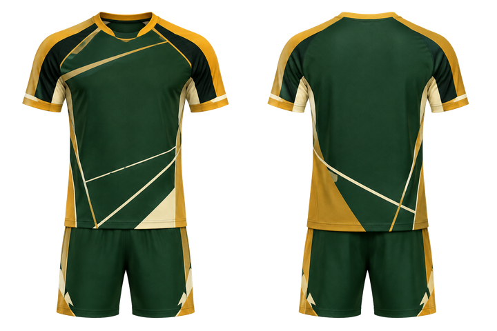 Forest Green Diagonal Court Line Architecture Handball Indoor Match Uniform design