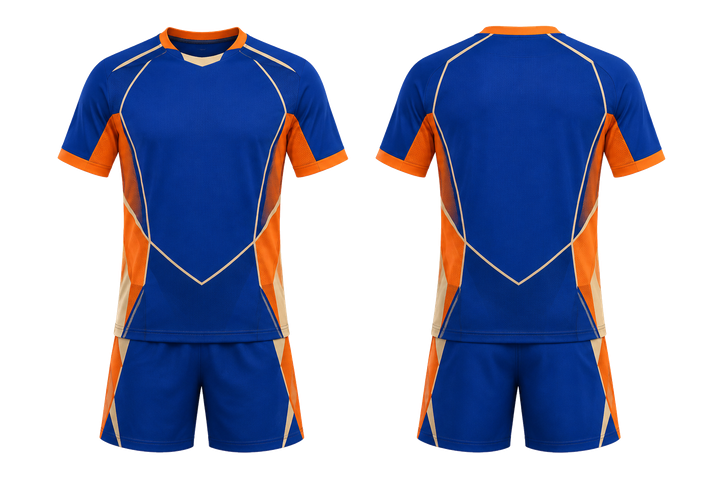Cobalt Faceted Shield Geometry Handball Indoor Match Uniform design