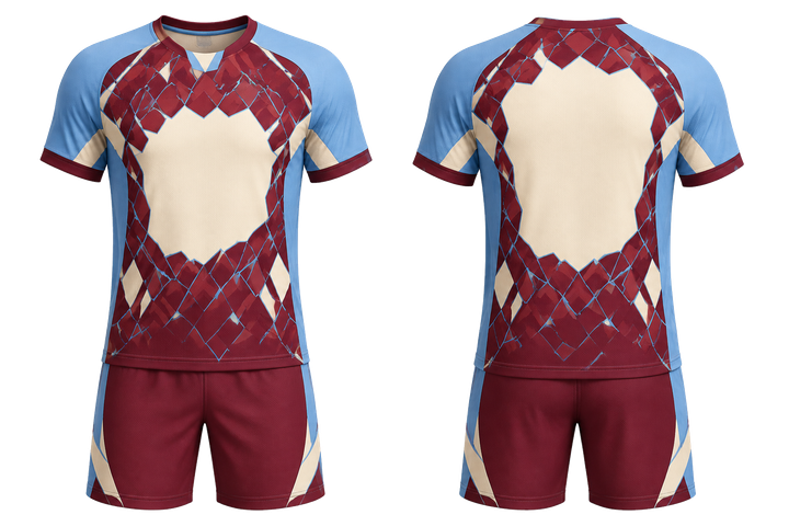 Deep Maroon Fractured Diamond Field Handball Indoor Match Uniform design