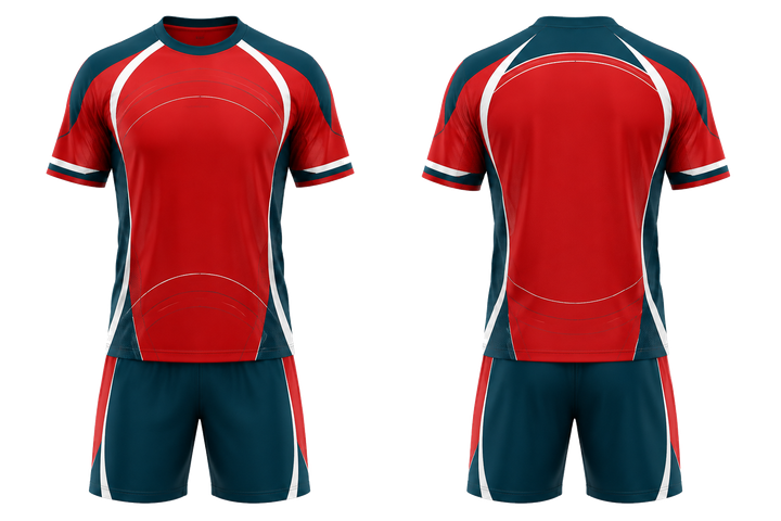 Club Red Minimal Arch And Orbit Geometry Handball Indoor Match Uniform design