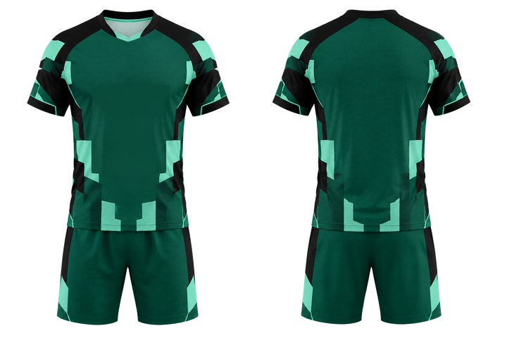 Emerald Modular Block Mosaic Handball Indoor Match Uniform design