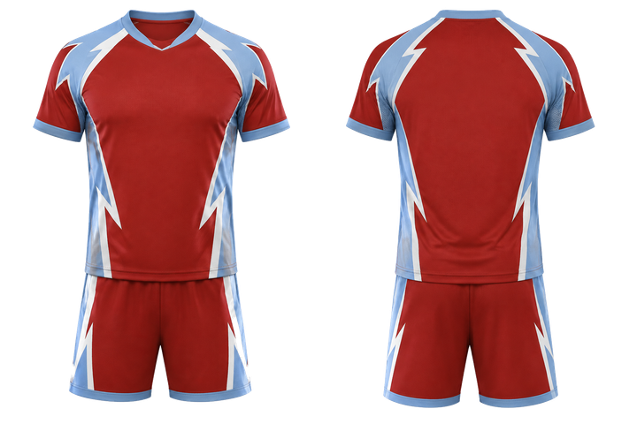Brick Red Negative Space Lightning Channel Handball Indoor Match Uniform design