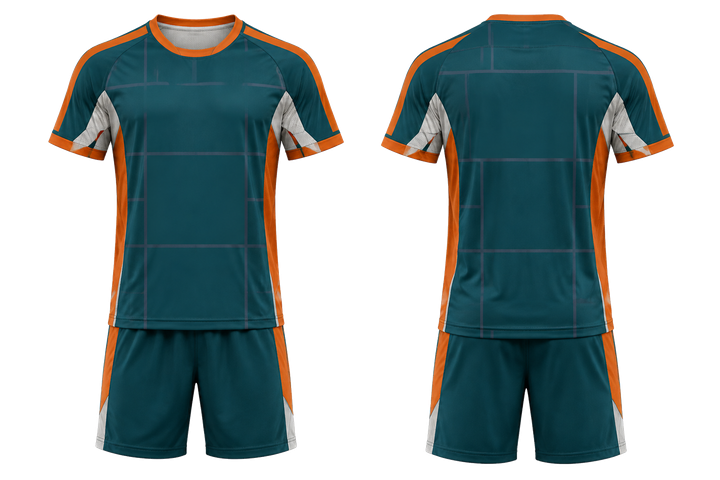 Petrol Teal Oversized Tonal Grid Handball Indoor Match Uniform design