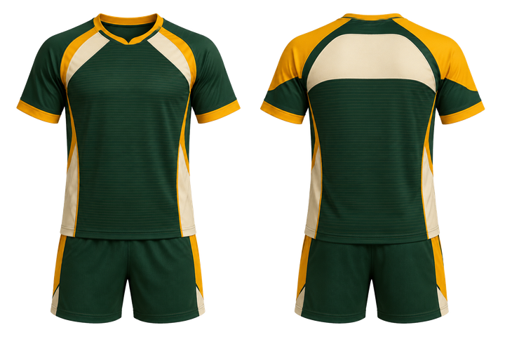 Bottle Green Retro Micro Stripe With Modern Panel Breaks Handball Indoor Match Uniform design
