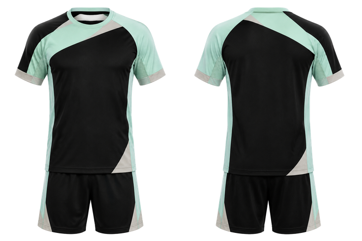 Obsidian Black Split Sash Geometry Handball Indoor Match Uniform design