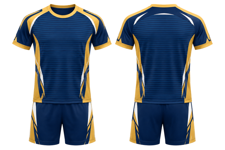 Marine Blue Retro Micro Stripe With Modern Panel Breaks Handball Indoor Training Set design