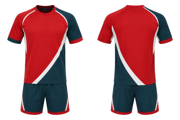 Club Red Split Sash Geometry Handball Indoor Training Set design