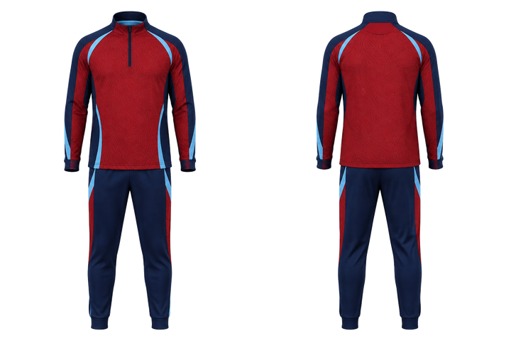 Deep Red Contained Topographic Contour Field Handball Indoor Warm Up Set design