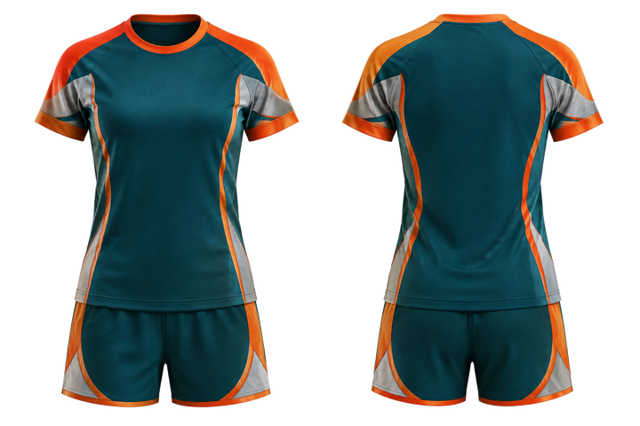 Petrol Teal Bold Sleeve To Side Bridge Handball Women's Or Youth Handball Uniform design