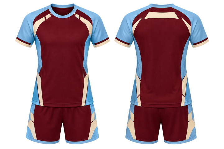 Deep Maroon Modular Block Mosaic Handball Women's Or Youth Handball Uniform design