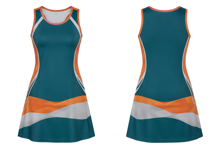 Petrol Teal Layered Horizon Bands Netball Academy Dress design