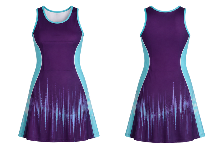 Plum Tonal Soundwave Rhythm Netball Academy Dress design
