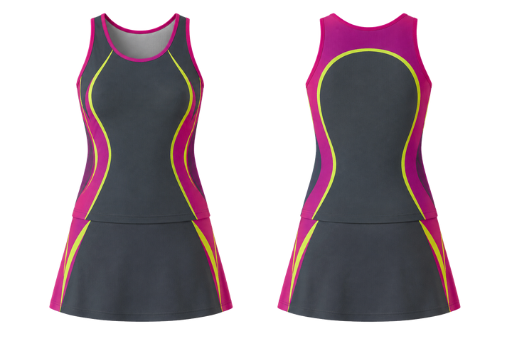 Slate Curved Body Mapped Side Flow Netball Alternate Competition Set design