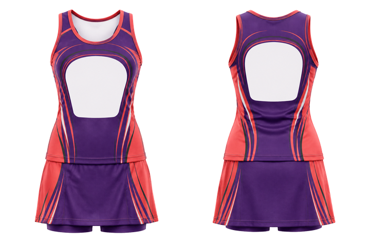 Purple Nested Contour Arcs Netball Alternate Competition Set design