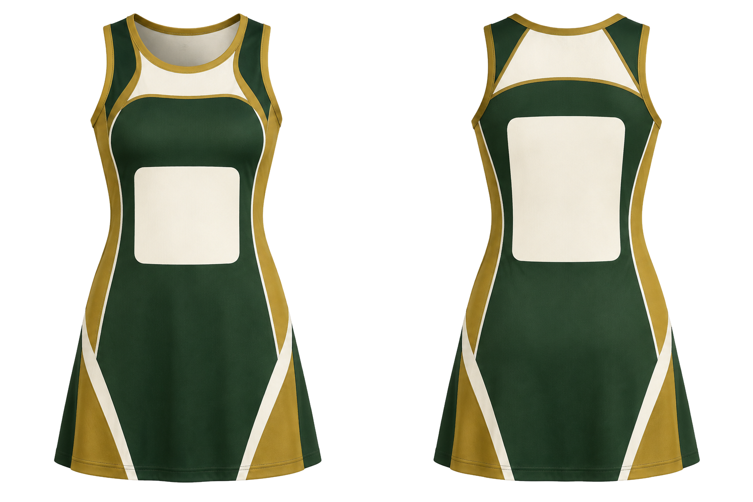 Forest Green Clean Split Body Color Architecture Netball Match Dress combined front and back custom uniform design