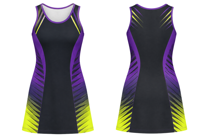 Charcoal Compressed Gradient Illusion Made Only From Flat Bands Netball Match Dress design