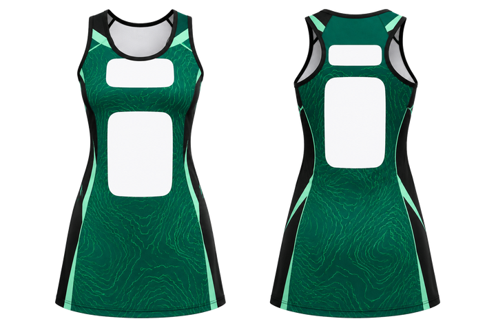 Emerald Contained Topographic Contour Field Netball Match Dress design