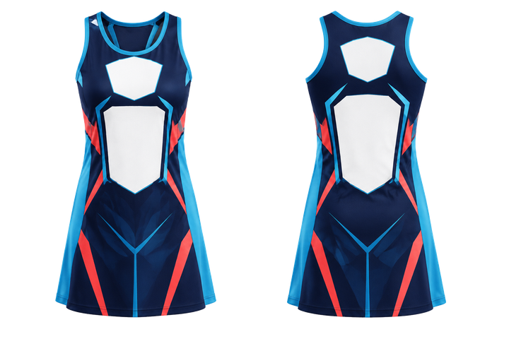 Midnight Navy Faceted Shield Geometry Netball Match Dress design