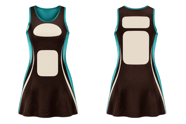 Dark Chocolate Low Contrast Ripple Map Netball Match Dress design