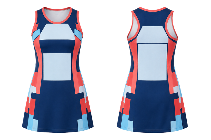 Indigo Modular Block Mosaic Netball Match Dress design