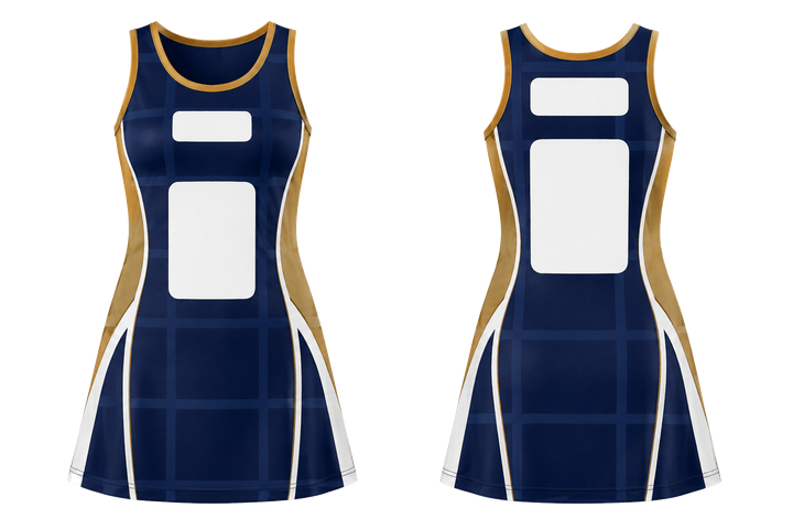 Marine Blue Oversized Tonal Grid Netball Match Dress design