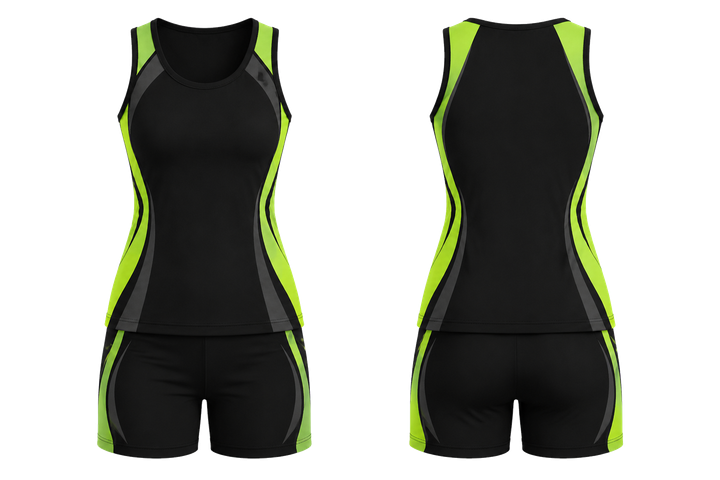 Black Curved Body Mapped Side Flow Netball Training Set design