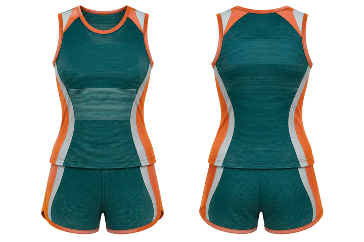 Petrol Teal Retro Micro Stripe With Modern Panel Breaks Netball Training Set design
