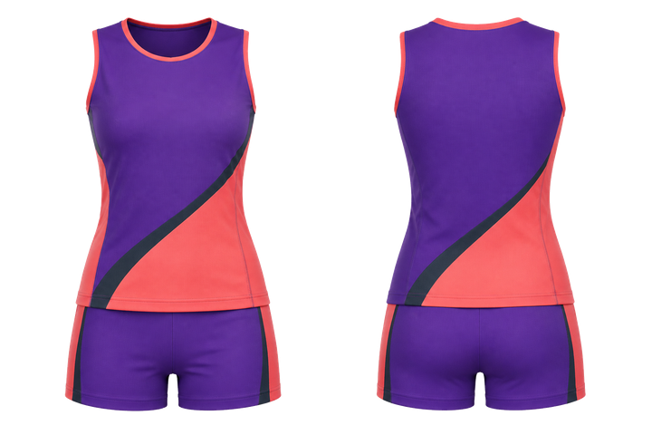 Purple Split Sash Geometry Netball Training Set design