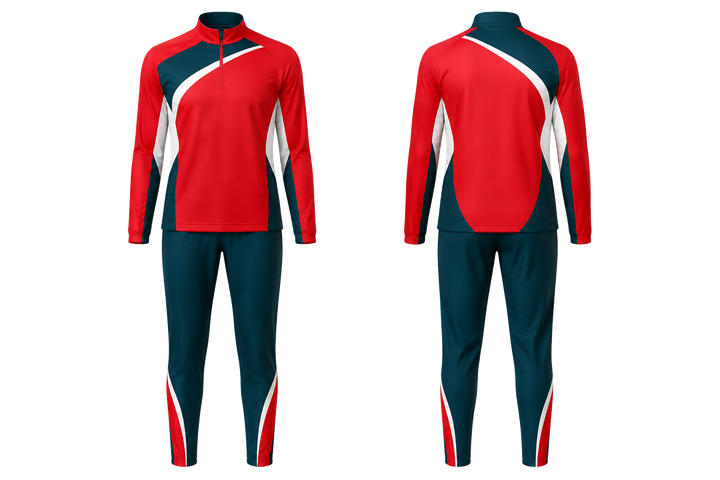 Club Red Asymmetric Speed Panel Sweep Netball Warm Up Set design