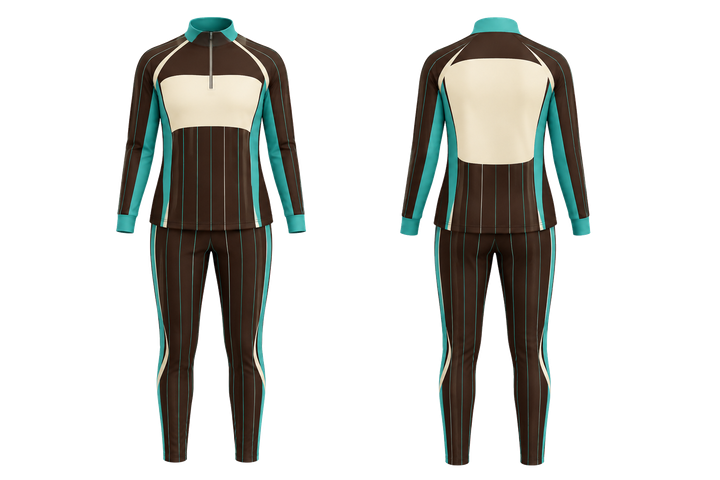 Dark Chocolate Wide Modern Pinstripe Field Netball Warm Up Set design