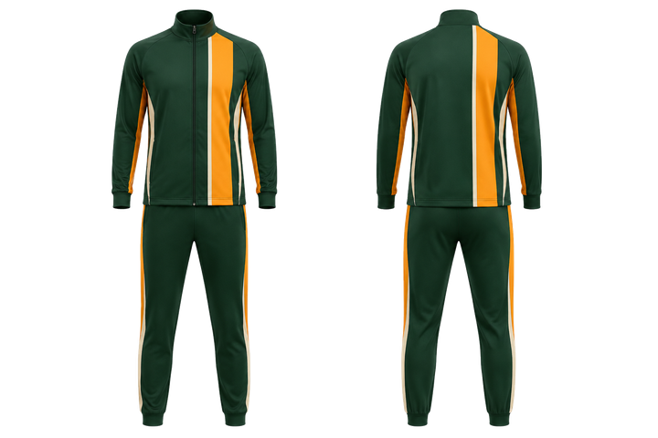 Bottle Green Offset Vertical Race Stripe Racket Sports Court Warm Up Set design