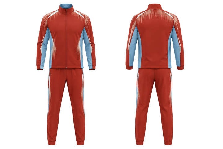 Brick Red Tonal Soundwave Rhythm Racket Sports Court Warm Up Set design