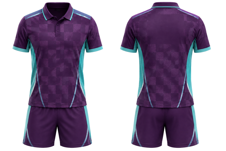 Plum Stepped Chequer Field With Original Spacing Racket Sports Racket Match Kit design