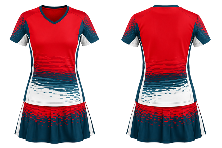 Club Red Pixel To Panel Fade Built From Flat Bands Racket Sports Women's Or Youth Racket Kit design