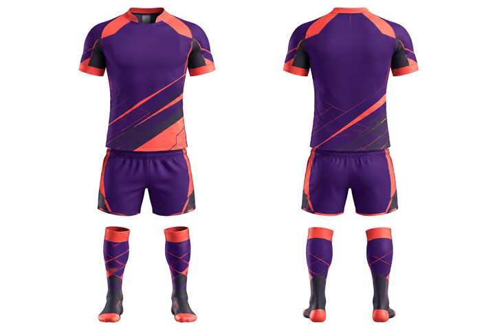 Purple Diagonal Court Line Architecture Rugby Contact Match Kit design