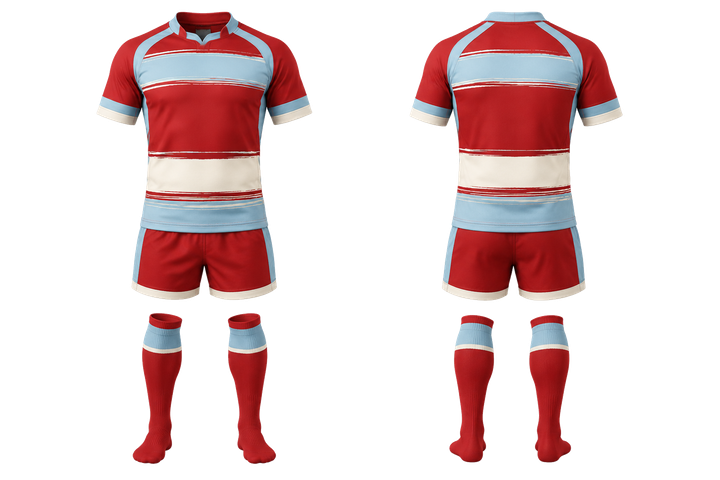 Brick Red Layered Horizon Bands Rugby Contact Match Kit design