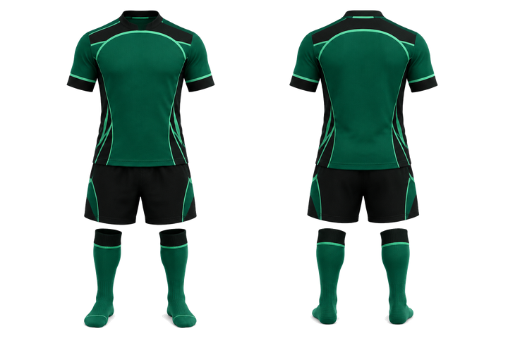 Emerald Minimal Arch And Orbit Geometry Rugby Contact Match Kit design