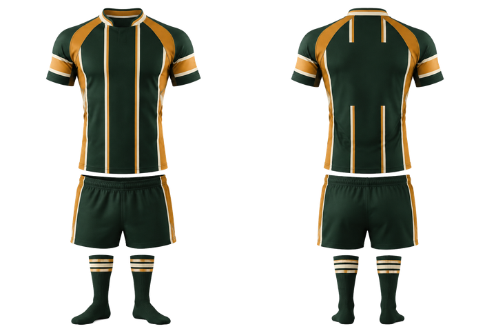 Bottle Green Wide Modern Pinstripe Field Rugby Contact Match Kit design