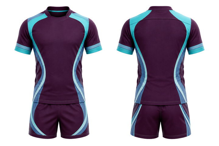Plum Curved Body Mapped Side Flow Rugby Contact Training Kit design