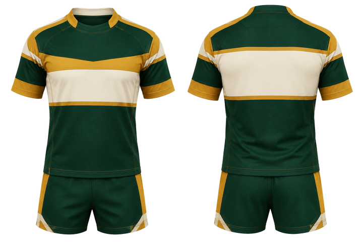Forest Green Layered Horizon Bands Rugby Contact Training Kit design
