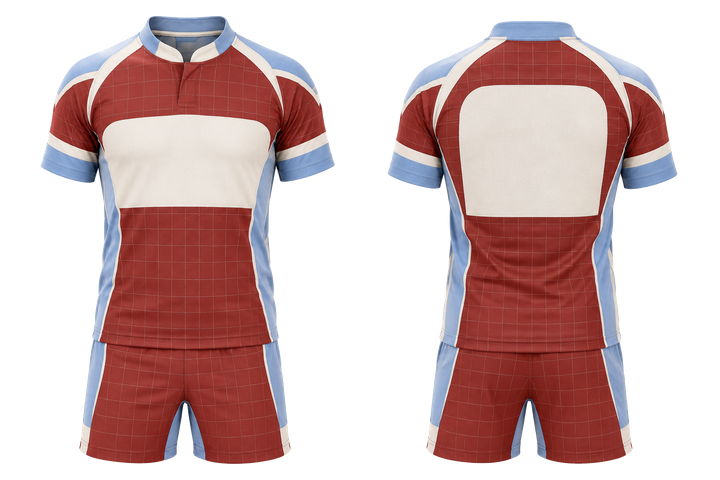 Brick Red Oversized Tonal Grid Rugby Contact Training Kit design